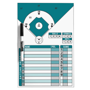 Baseball Coach's Dry Erase Board (Choose Color)