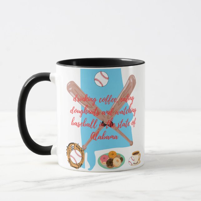 Baseball, Coffee and Donuts in Alabama  Mug (Left)