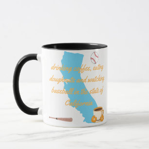 Baseball, coffee and donuts in California Mug