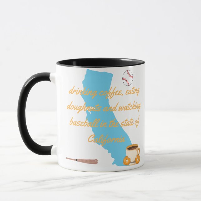 Baseball, coffee and donuts in California  Mug (Left)
