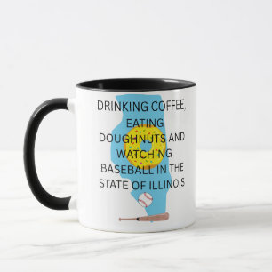 Baseball, coffee and donuts in Illinois Mug