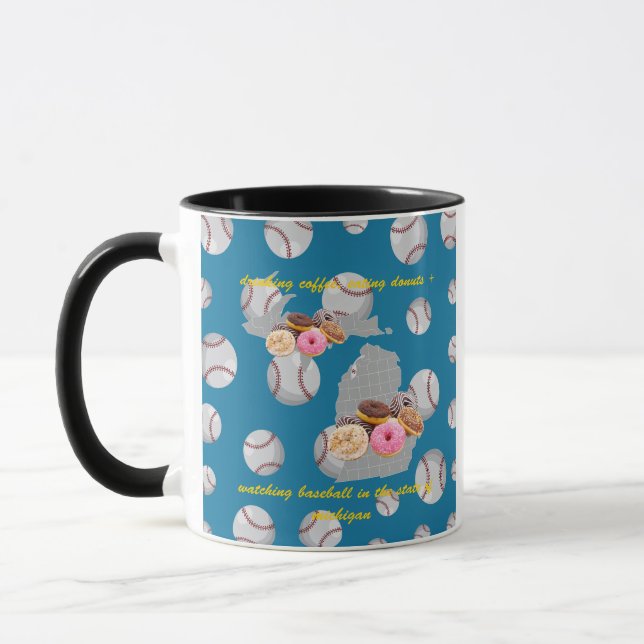 Baseball, coffee and donuts in Michigan  Mug (Left)