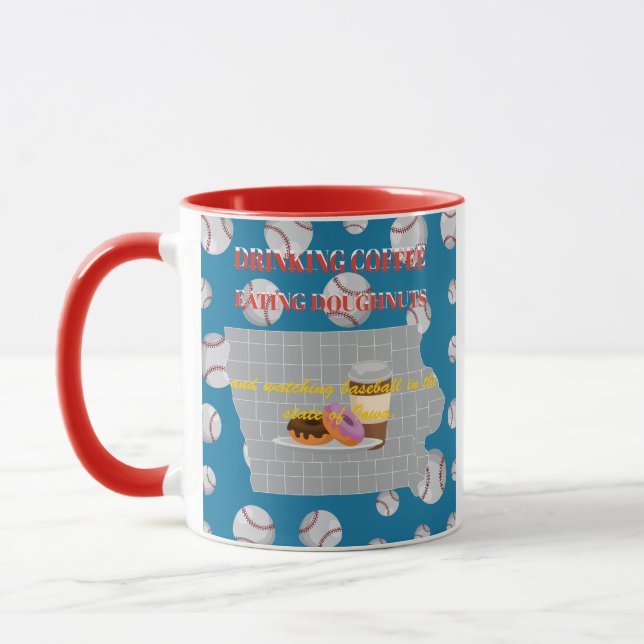 Baseball, coffee and donuts in the state of Iowa Mug (Left)