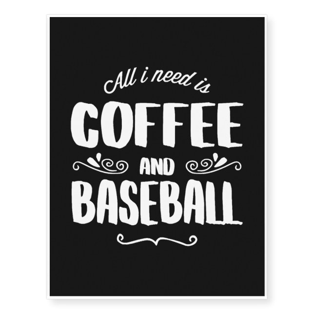 Baseball & Coffee Temporary Tattoos (Front)
