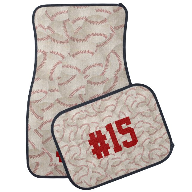 Baseball Collection with Jersey Number Car Floor Mat (Set)