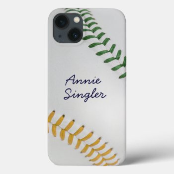 Baseball_color Laces_go_gr_autograph Style 2 Iphone 13 Case by UCanSayThatAgain at Zazzle