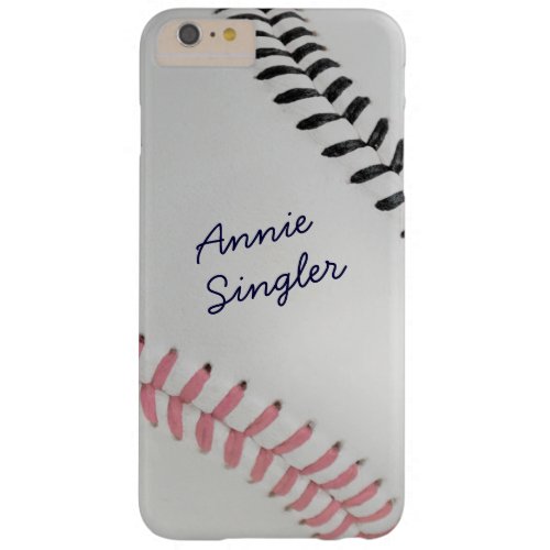 Baseball_Color Laces_Stitching_pk_bk_personalized Barely There iPhone 6 Plus Case