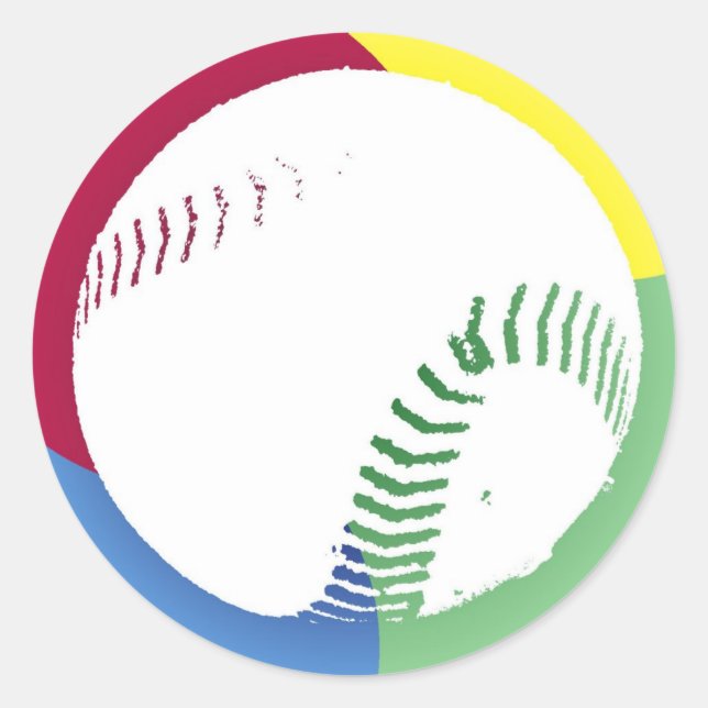 Baseball Color Quad Classic Round Sticker (Front)
