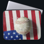 Baseball Computer Sleeve<br><div class="desc">Baseball and broken knell over US flag.</div>