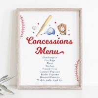 Baseball Concessions Stand Birthday Menu
