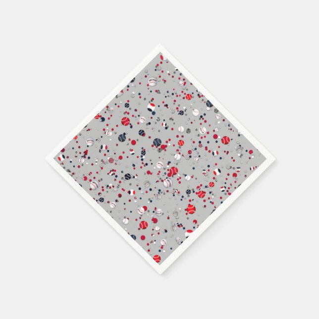 Baseball Confetti, Gray-PAPER PARTY NAPKINS (Corner)