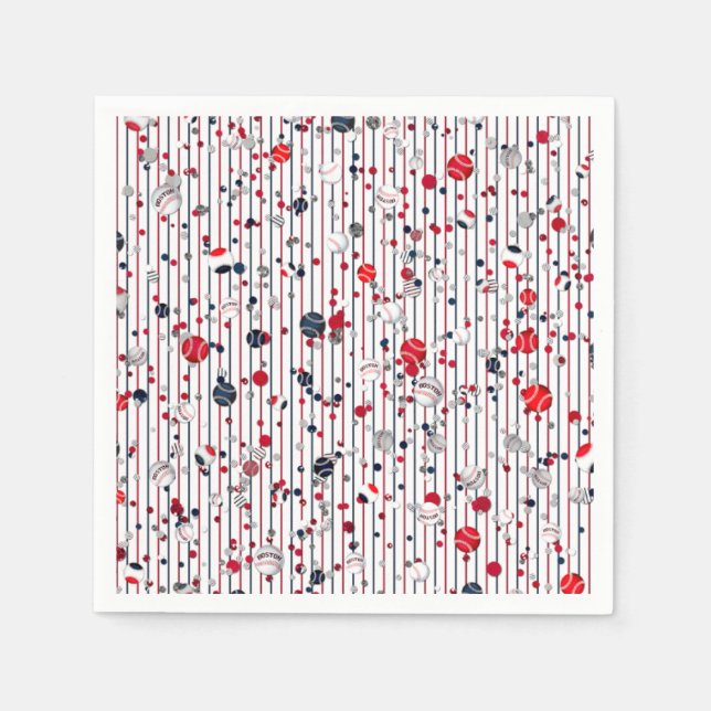 Baseball Confetti, Pinstripes-PAPER PARTY NAPKINS (Front)