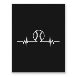 Baseball - Cool Funny Baseball Heartbeat Gift Temporary Tattoos