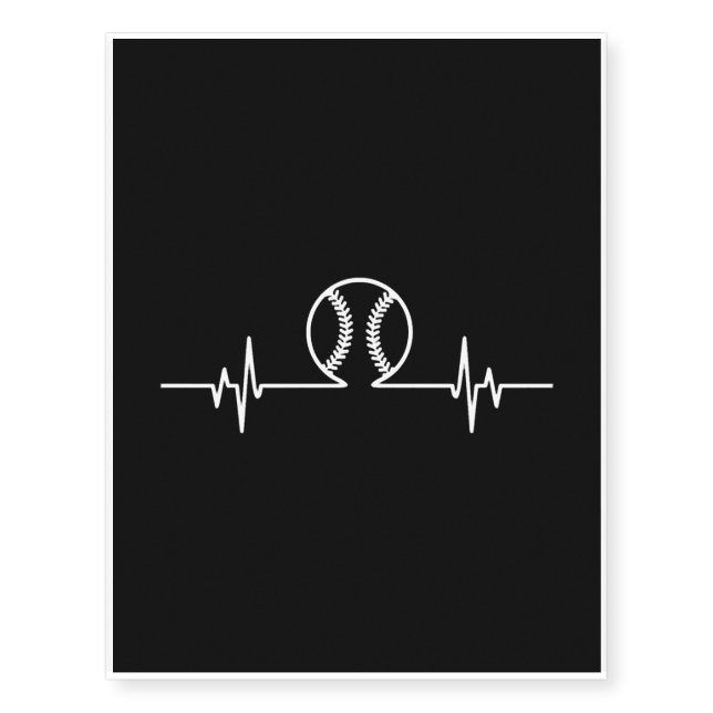Baseball - Cool Funny Baseball Heartbeat Gift Temporary Tattoos (Front)