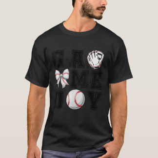 Baseball Coquette Bow Cute Gameday Cheer Mom Sport T-Shirt