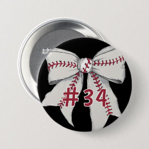 Baseball coquette/bow with custom player number button