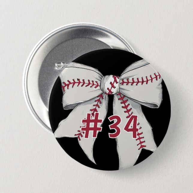 Baseball coquette/bow with custom player number button (Front & Back)