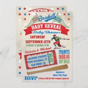 Baseball Couples Baby Reveal Shower Invitations