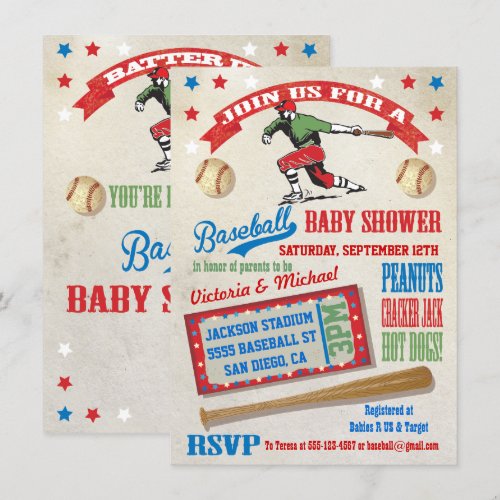 Baseball Couples Baby Shower Invitations