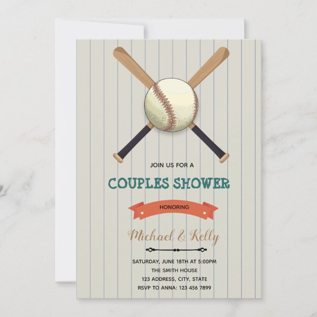Baseball couples shower invitation (Front)