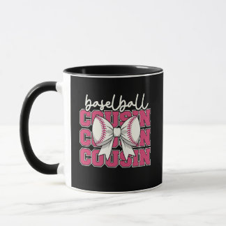 Baseball Cousin Pink Coquette Bow Sports Fan Mug