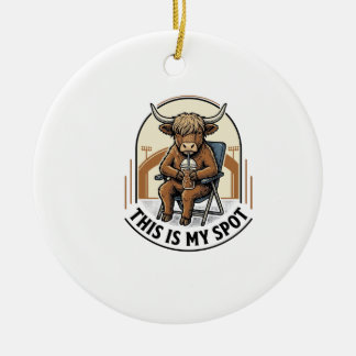Baseball Cow Shirt With Iced Coffee Mascot Ceramic Ornament