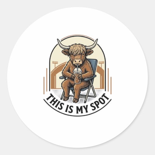 Baseball Cow Shirt With Iced Coffee Mascot Classic Round Sticker