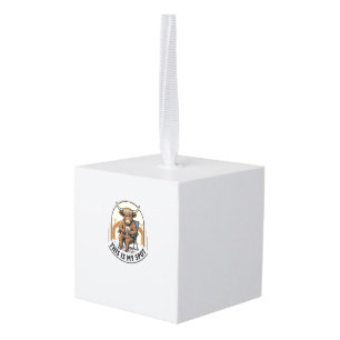 Baseball Cow Shirt With Iced Coffee Mascot Cube Ornament