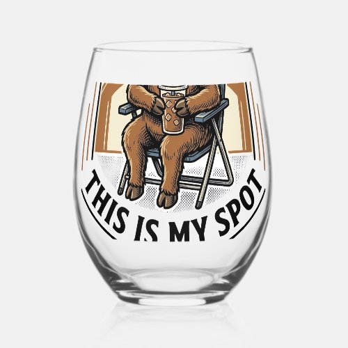 Baseball Cow Shirt With Iced Coffee Mascot Stemless Wine Glass