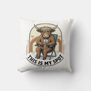 Baseball Cow Shirt With Iced Coffee Mascot Throw Pillow