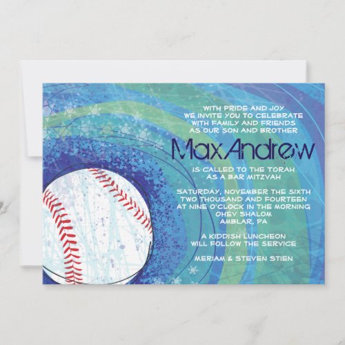 BASEBALL CRAZE Bar Bat Mitzvah Invitation