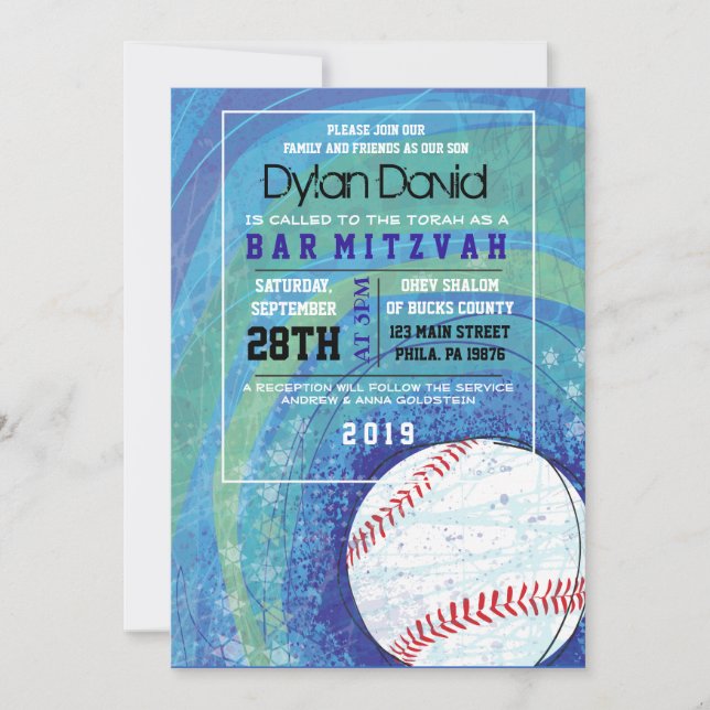BASEBALL CRAZE Bar Bat Mitzvah Invitation (Front)