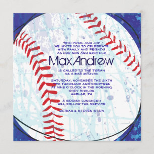 BASEBALL CRAZE Round Bar Bat Mitzvah Invitation