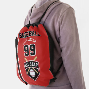 Baseball Create Your Own - Red, Black, White Backp Drawstring Bag