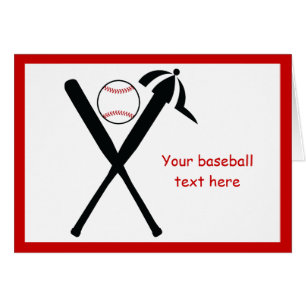 Baseball crossed bats and cap horizontal greeting cards