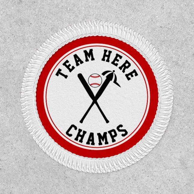 Baseball crossed bats, cap black and red champs patch (Front)