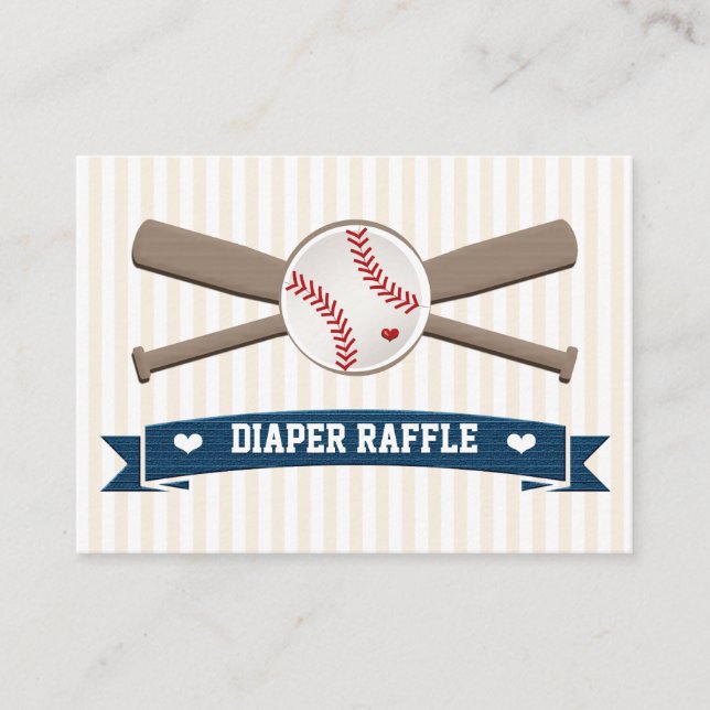 Baseball Crossed Bats Diaper Raffle Cards (Front)