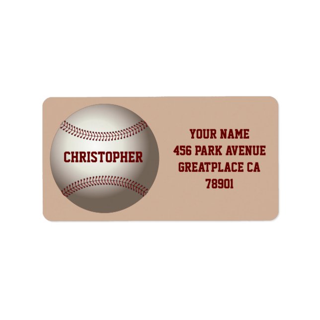 Baseball Custom Ball Address Label (Front)