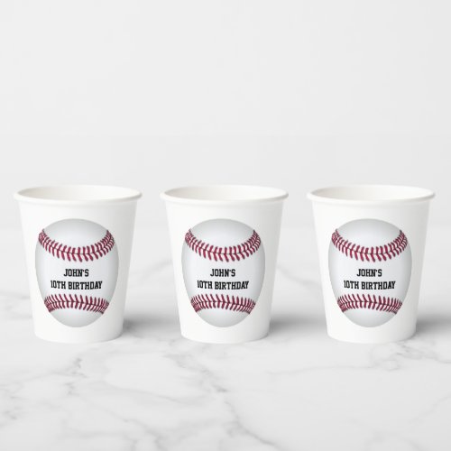 Baseball Custom Birthday Paper Cups