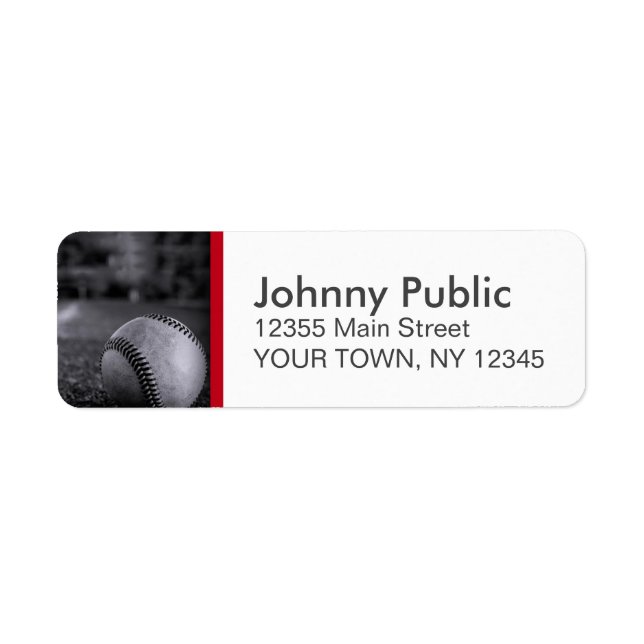 Baseball Custom Color Strip Address Label (Front)