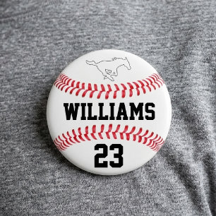 Baseball Custom Player Name Number and Team Logo Button