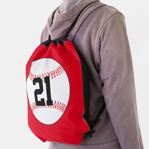 Baseball Custom Player Number and Team Color Sport Drawstring Bag