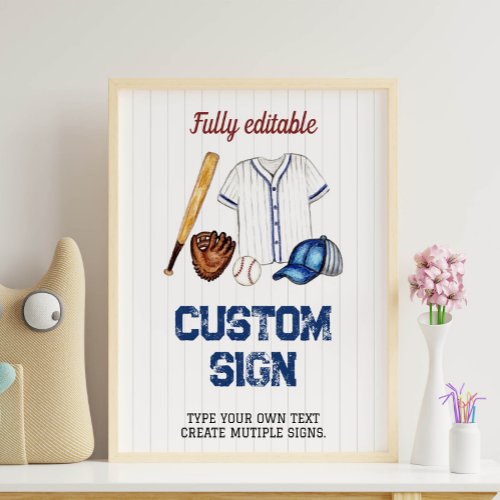 Baseball Custom Table Sign Birthday Party