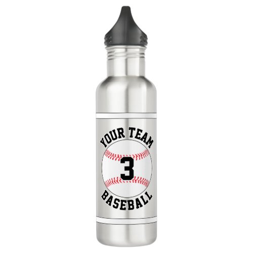 Baseball Custom Team Name and Player Number Sports Stainless Steel Water Bottle