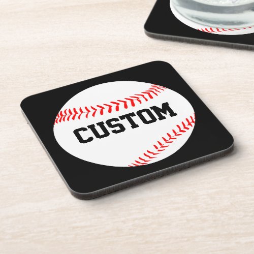 Baseball Custom Text Beverage Coasters