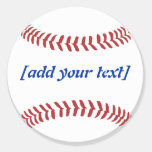 Baseball [custom Text] Classic Round Sticker at Zazzle