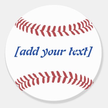Baseball [custom Text] Classic Round Sticker by digitalcult at Zazzle