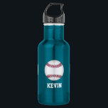Baseball Custom Water Bottle<br><div class="desc">Great looking aluminum water bottle, with graphics of white and red baseballs, in the middle. Custom what text, on the front, is ready to personalize for yourself or for your favorite baseball fan or player. Select the size and color bottle you prefer.</div>