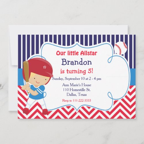 Baseball Cute Blonde Boy Birthday Party Invitation