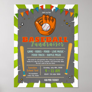Baseball cute fundraiser flyer poster
